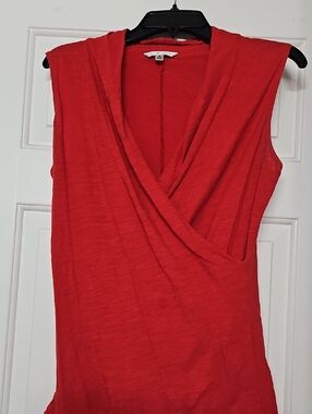CAbi Red Draped Surplice Sleeveless Camisole